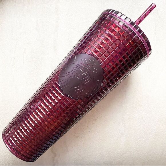Starbucks 2020 Holiday Disco Grid Plum Tumbler - Picture 1 of 3